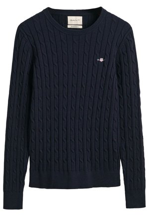 GANT STRETCH CABLE C NECK - Strickpullover - evening blue