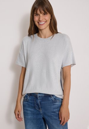 Cecil, DROPPED SHOULDER SHIRT MIT RUNDHALS UND TAPE - T-shirt imprimé - light grey melange