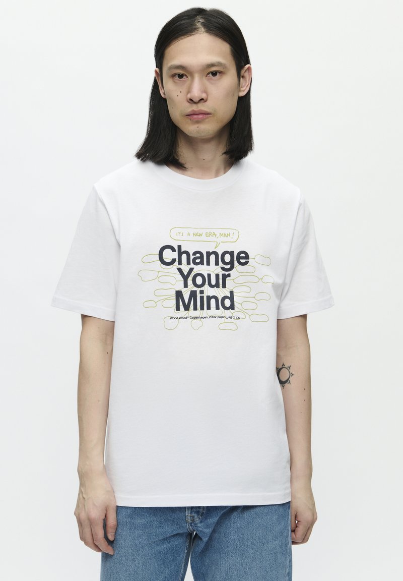 WOOD WOOD BOBBY TEE CHANGE - Print T-shirt - bright white