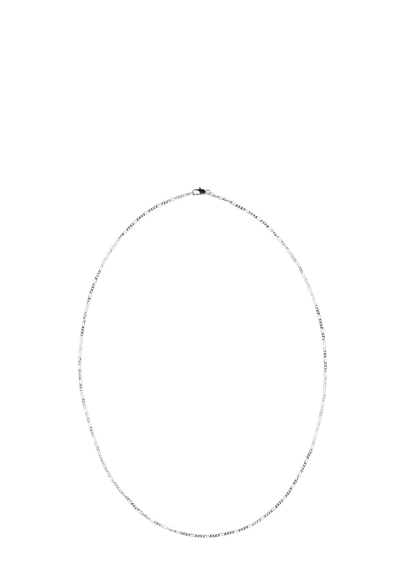 Stříbrný řetízek s hladkým povrchem, obsahující vzájemně propojené články, jemně zkroucený design a bezpečné zapínání.