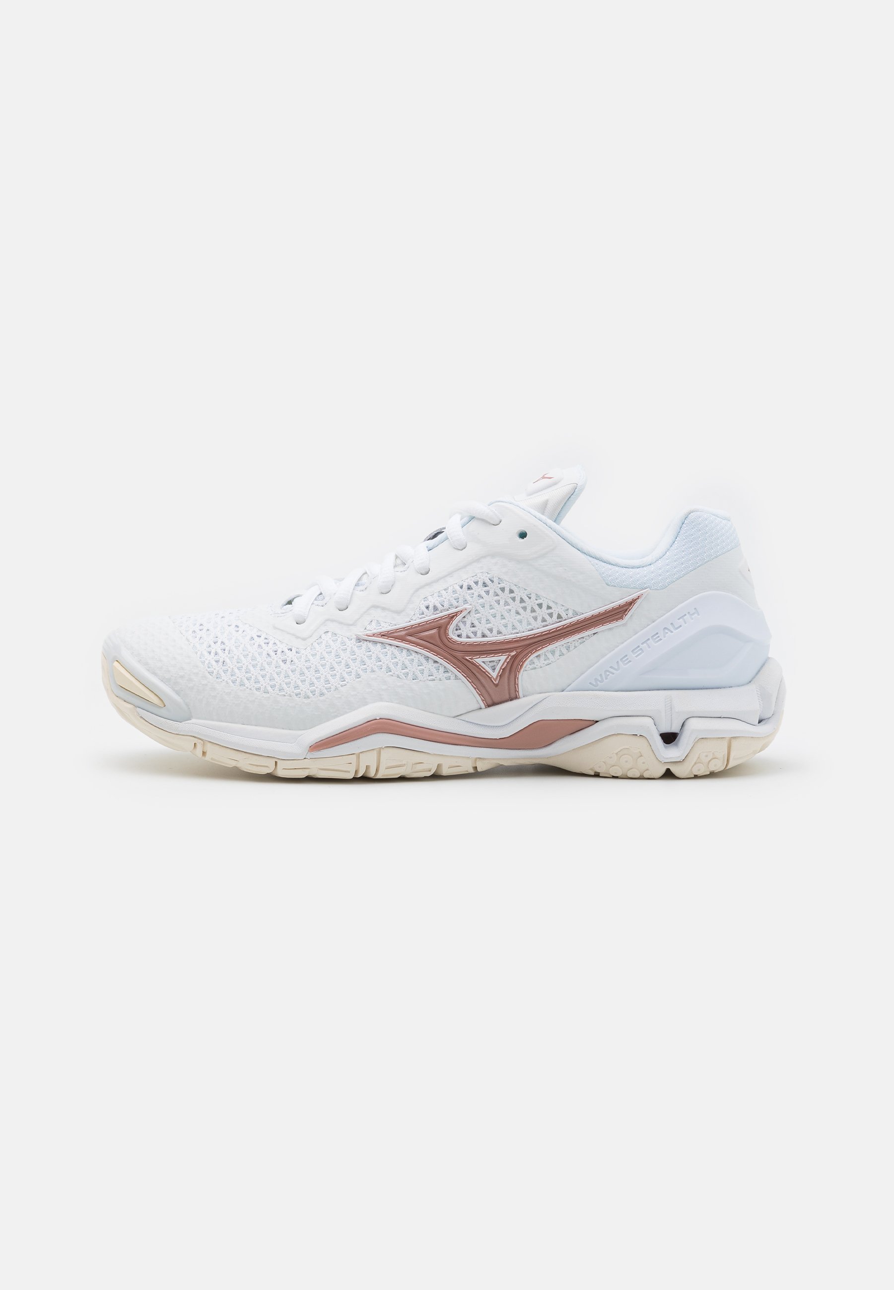 Mizuno WAVE STEALTH V - Handballschuh - white/rose/snowwhite/weiß 