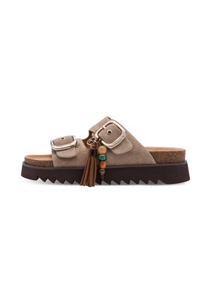 Tamaris, TAMARIS SANDALE 1-27521-46-341 DAMEN FRAUEN SCHUHE PANTOLETTE BEIGE - Pantolette flach - taupe