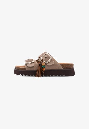 Tamaris, TAMARIS SANDALE 1-27521-46-341 DAMEN FRAUEN SCHUHE PANTOLETTE BEIGE - Pantolette flach - taupe
