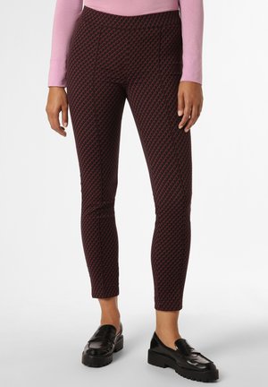 Fitted Leggings in Dunkelrot mit einem Diamantmuster. Hergestellt aus dehnbarem Material, mit hohem Bund und Flachnähte.