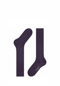 Lila Baumwollsocken mit einer glatten Textur, mittellanger Länge und dezentem Branding an der Unterseite. Elegantes Design ohne erkennbare Muster.