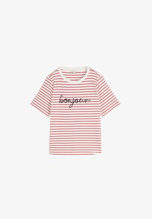 TOM TAILOR, T-SHIRT WITH APPLICATION - T-shirt print - red offwhite stripe
