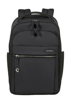 Schwarzer Samsonite-Rucksack mit mehreren Reißverschlussfächern, gepolsterten Schultergurten und einem oberen Tragegriff.