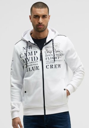 MIT KAPUZE UND LOGO ARTWORKS - Sweatjacke - opticwhite