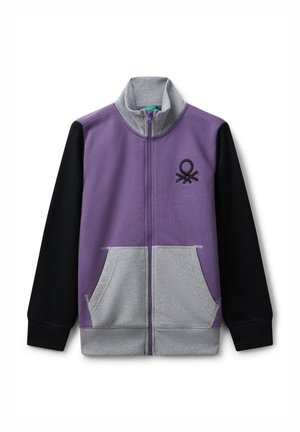 WITH ZIPPER - Sweatjacke - purple/grey/black