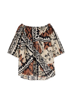 Oltre, BLUSA OFF-SHOULDERS FANTASIA - Blůza - beige