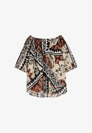 Oltre, BLUSA OFF-SHOULDERS FANTASIA - Blůza - beige