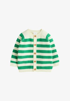 Next, REGULAR FIT - STRIPED BUTTON THROUGH CHENILLE - Kardigán - green