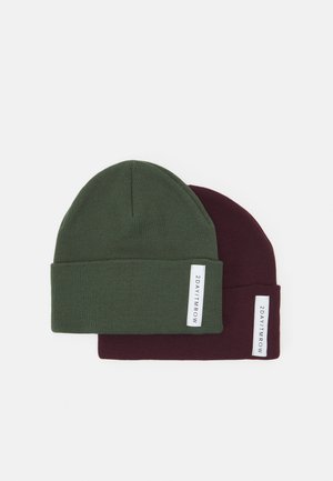 EXCLUSIVE KIDS BASIC BADGE BEANIE UNISEX 2 PACK - Muts - dark dusty green