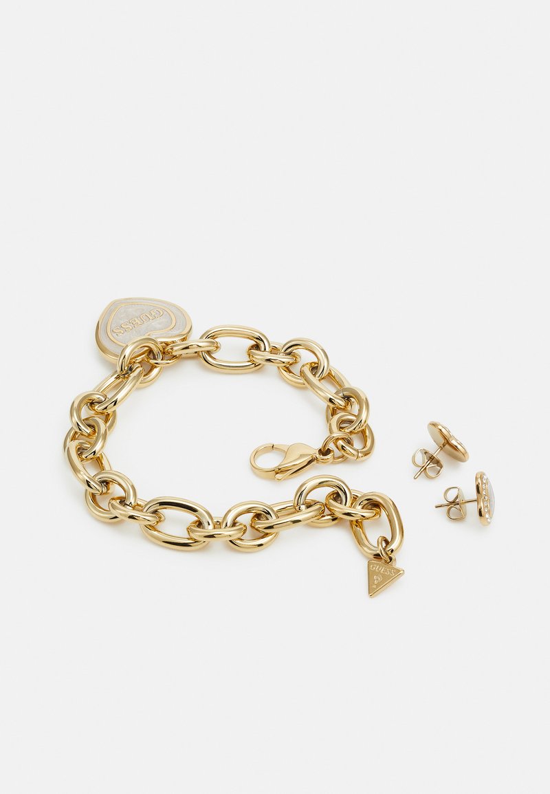 Set 3 Bracciali GUESS Goldtone Con Cristalli – Due A Catena E Uno Scorrevole Regolabile, Gioielli Donna Eleganti
