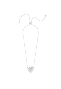 Ezüst állítható nyaklánc szív alakú medállal, amely sima felületű és finom gravírozással rendelkezik a közepén.