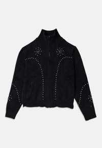 BLACK STUDDED ZIP-UP CARDIGAN - Gilet - black