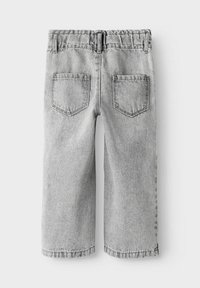 Hallide hall denim lühikesed püksid elastse vöökohtaga, kahe tagataskuga ja sirge lõikega. Kanga pind on pleekinud tekstuuriga.