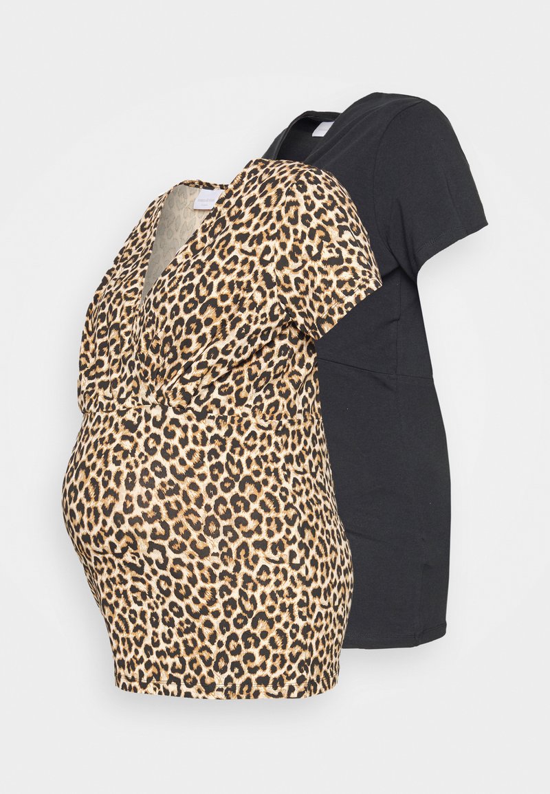 Mamalicious Curve MLMIA TESS AOP SS JRS TOP 2F 2-P E CUR - Βασικό μπλουζάκι - black