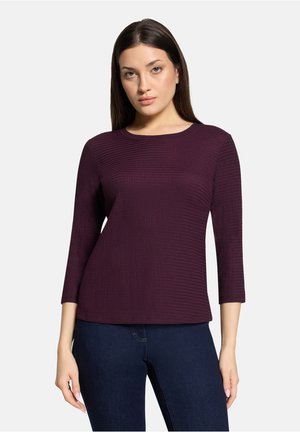 MIT RUNDHALSAUSSCHNITT STRUKTUR - Long sleeved top - dark aubergine