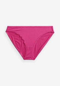 Roze bikini slip van katoenmix met een zachte textuur, laag uitgesneden ontwerp en elastische tailleband. Kenmerkt zich door minimale stiksels rond de randen.