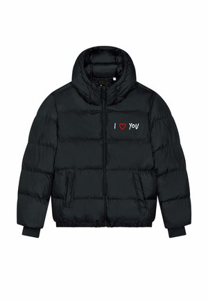 I LOVE YOU EMBROIDERY UNISEX PUFFER - Winterjacke - black