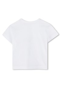 Witte, kortgebouwde, cropped T-shirt met een ronde hals. Gemaakt van katoen, met een gladde textuur en een eenvoudig ontwerp.