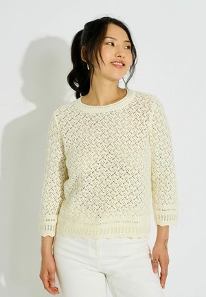 Grain de Malice, PULL COL ROND AJOURÉ - Jersey de punto - blanc cassé
