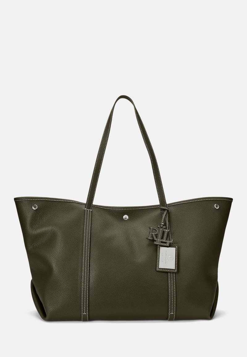 Lauren Ralph Lauren PEBBLED LEATHER LARGE EMERIE TOTE BAG - Weekend bag - dark olive