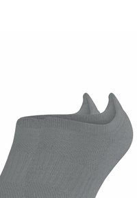 Chaussette grise coupée à la cheville avec une texture à côtes, présentant deux accents pointus au niveau du revers. Matériau lisse avec un design sans couture.
