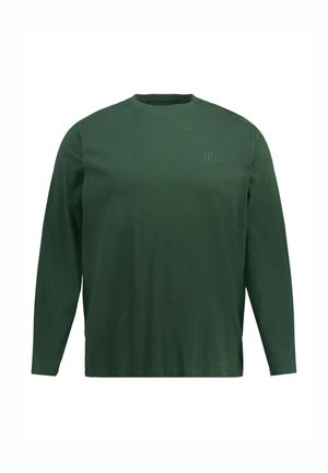 Maglietta a maniche lunghe verde scuro in cotone. Presenta un collo tondo e un sottile logo "JP" stampato sul petto.