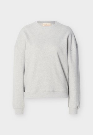 Lysegrå langærmet crewneck-sweatshirt med ribstrikkede manchetter og kant, lavet af blødt bomuldsblandingsstof.