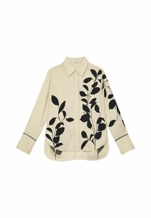 Reiss, REGULAR FIT - LYLA LEAF-PRINT JACQUARD LONG-SLEEVE SHIRT . - Paitapusero - ivory black