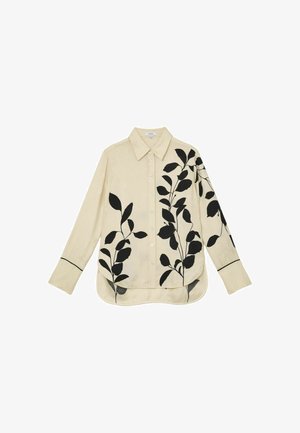 Reiss, REGULAR FIT - LYLA LEAF-PRINT JACQUARD LONG-SLEEVE SHIRT . - Paitapusero - ivory black
