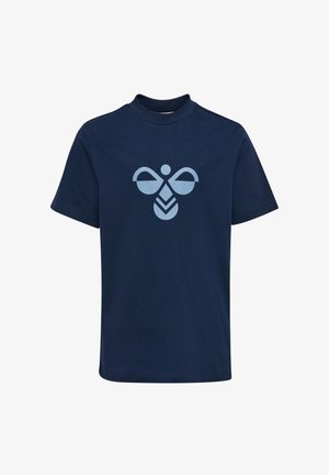 Hummel, HUMMEL HMLJR REG TUKAS T-SHIRT S/S UNISEX - T-shirts print - dress blues flint stone