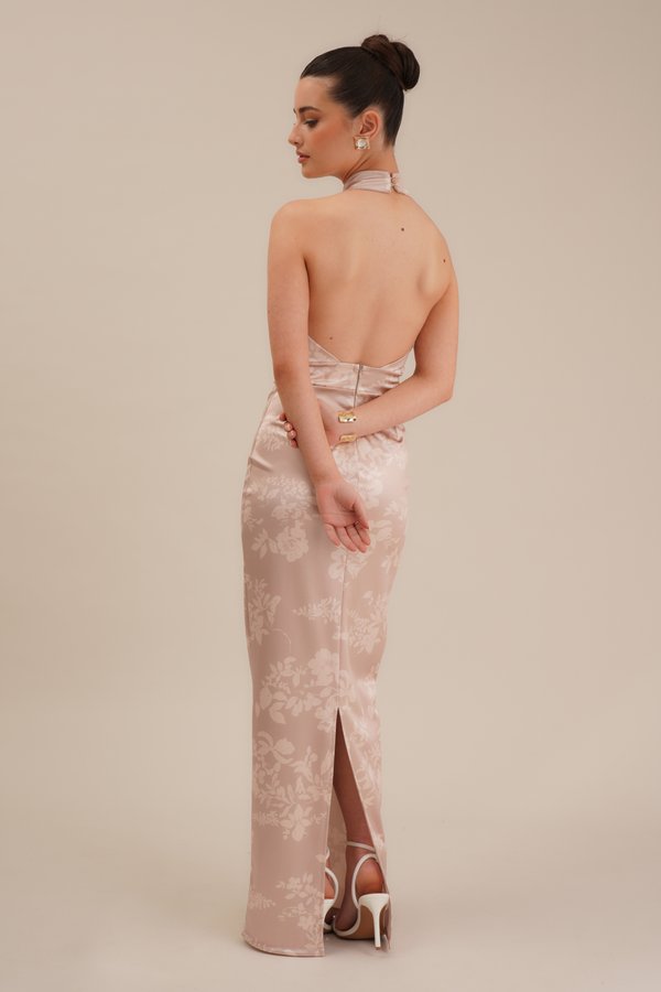 ABIGAIL HALTER NECK MAXI DRESS - Jersey dress - champagne4