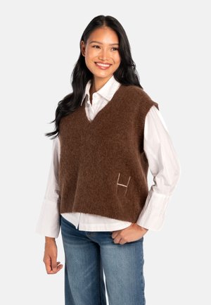 PERNILLE  - Strikkegenser - dark earth