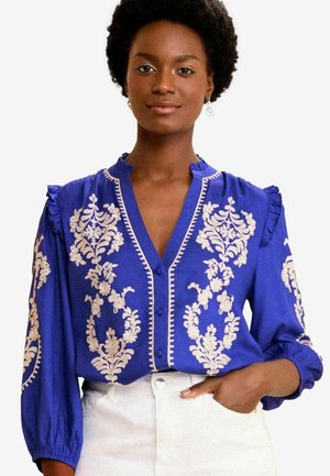 Love & Roses Hemdbluse -  blue embroidery