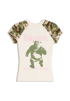 Bershka, SHREK PRINT RAGLAN T-SHIRT - T-shirt imprimé - white