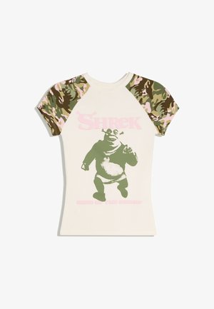 Bershka, SHREK PRINT RAGLAN T-SHIRT - T-shirt imprimé - white