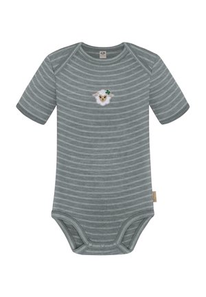 normani Outdoor Sports, Kurzarm Body Merino Strampler Einteiler 100 % Merinowolle - Body - grau gestreift
