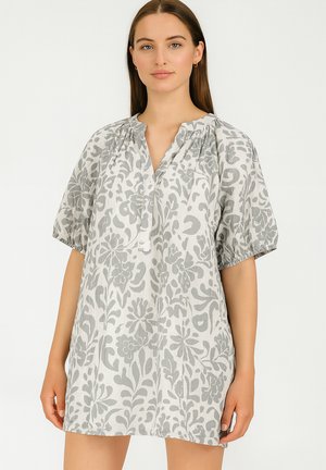 MIT ALLOVER UND V-AUSSCHNITT  - Bluse - taupe