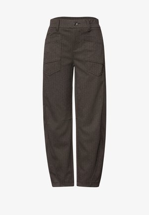 Street One, HIGH WAIST BARREL LEG HOSE MIT ELASTIKBUND - Pantalon classique - black coffee