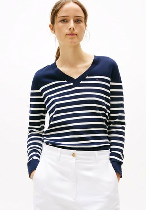 Tommy Hilfiger Strikkegenser - dark night navy/ivory petal