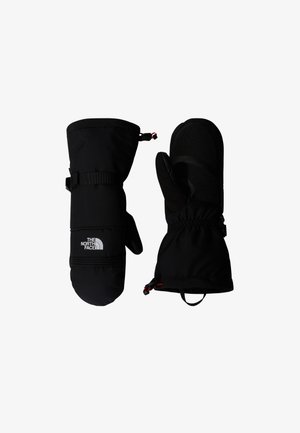 Svarta isolerade vantar med texturerad handflata, justerbart band och elastiska ärmslut. Har logotypen "The North Face" i vitt.
