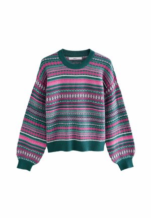 FAIRISLE STRIPE CREW NECK  TALL - Pulover - teal blue