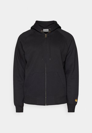 HOODED CHASE - Užtrauktuku užsegamas treningas - black/gold