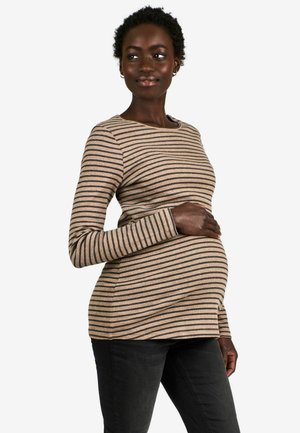 STRIPE  REGULAR FIT - Långärmad tröja - oatmeal