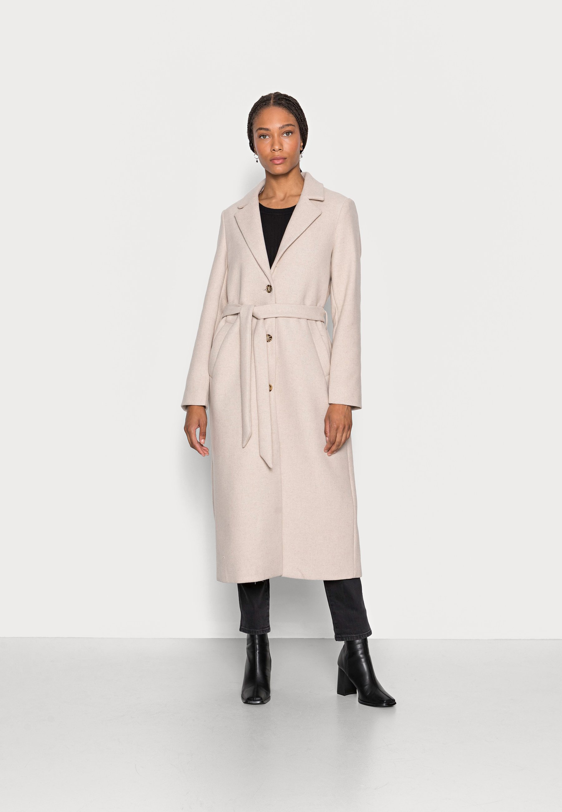 light gray long coat