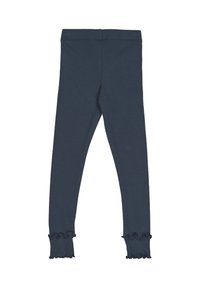 Leggings blu navy realizzati in morbido cotone, con una forma aderente e orli arricciati. Tessuto liscio con una vita elasticizzata per il massimo comfort.