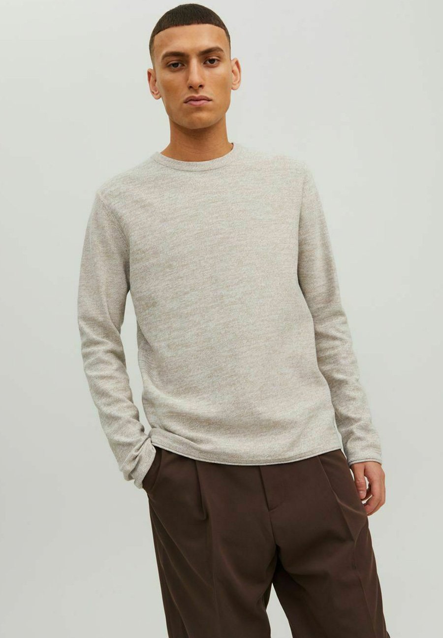 JACK & JONES Maglietta Uomo Crockery – Girocollo In Puro Cotone – Colore Bianco/Ecru – Capo Basic E Versatile